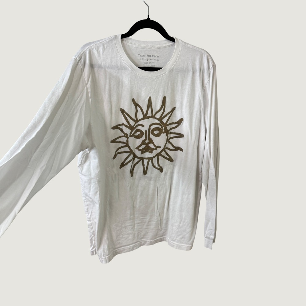 Tears For Fears Long Sleeve Graphic Shirt White XL Sun Band Tee Streetwear Indie